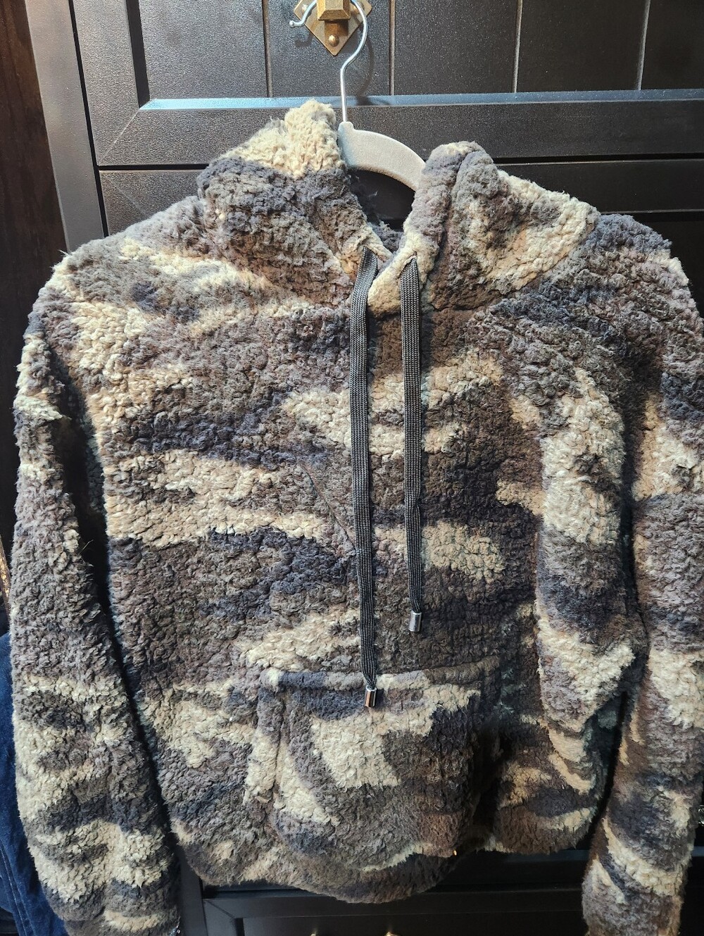 Womens Fleece Hoodie Pullover - Neutral Camouflage